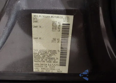 2016 Nissan Altima 2.5 S from USA, damaged, VIN 1N4AL3AP2GN317225